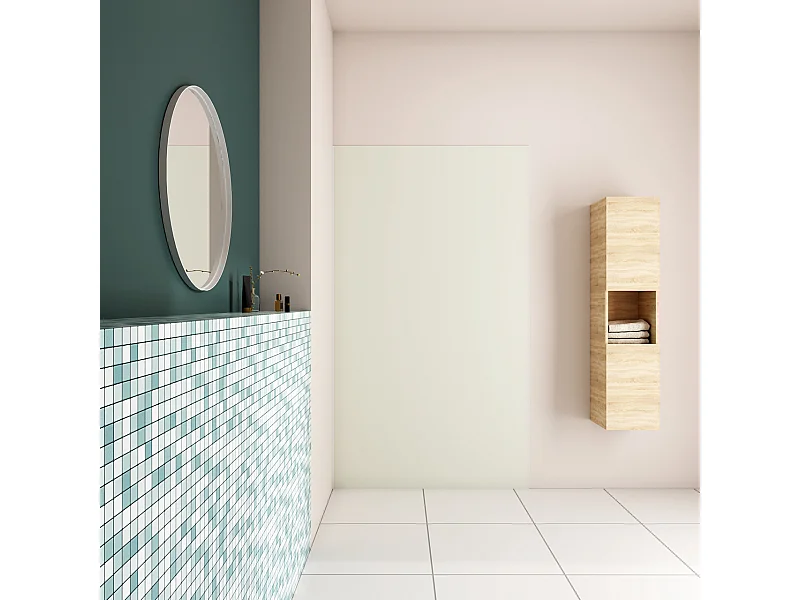 100x210 cm Pannello Doccia Realizzato in Alluminio Spessore 3mm con Profili Finitura Bianco Avorio per Rivestimento Parete Bagno