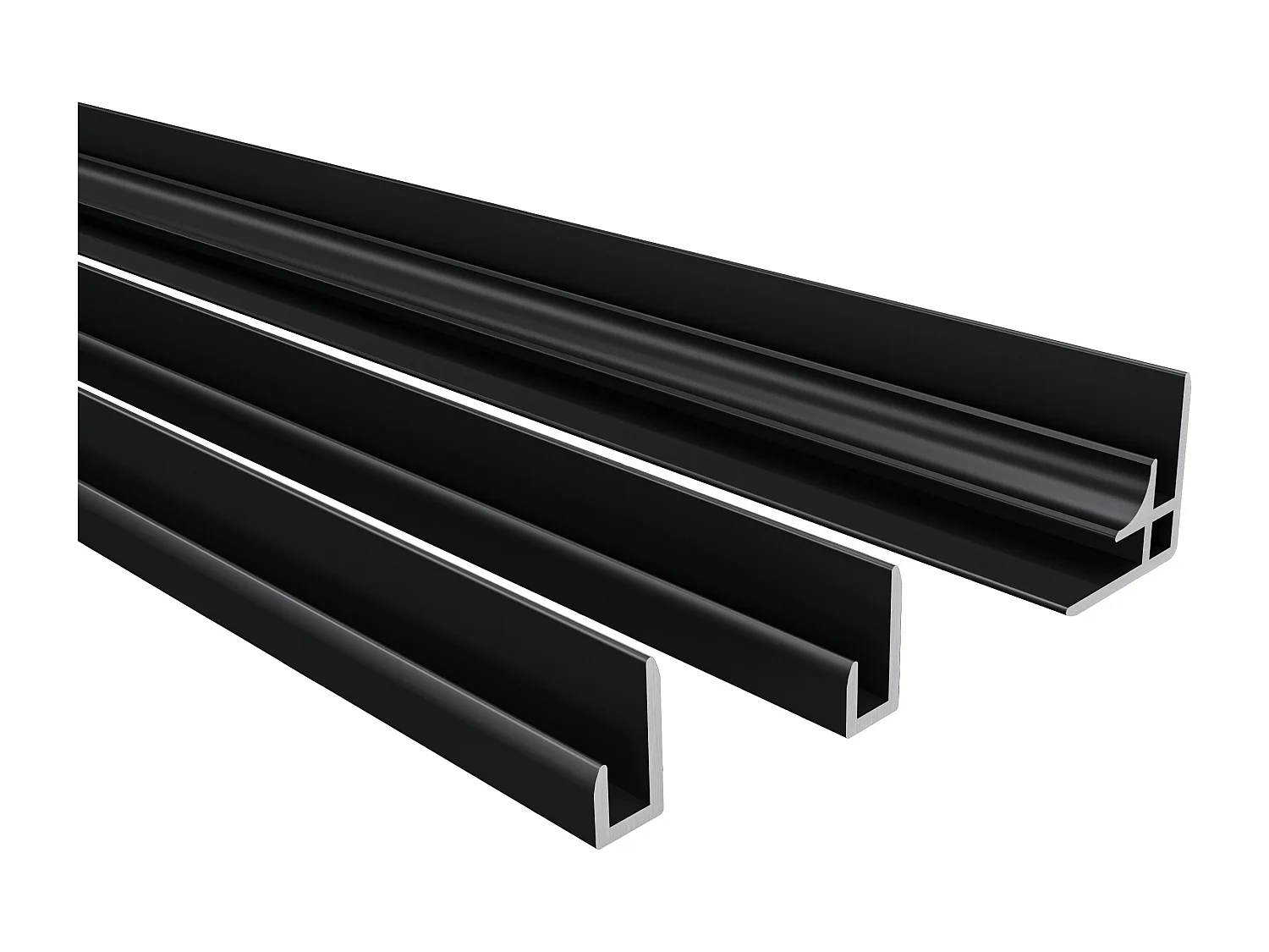 H.210 cm Pannello Doccia ad Angolo 100x90 cm Realizzato in Alluminio da 3 mm con Profili Finitura Nero Opaco per Rivestimento Parete Bagno