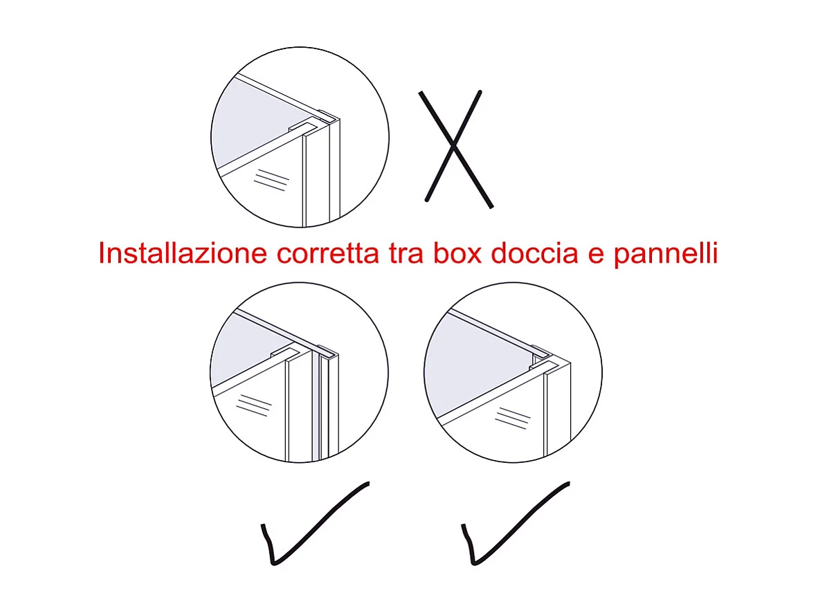 H.210 cm Pannello Doccia ad Angolo 120x100 cm Realizzato in Alluminio da 3 mm con Profili Finitura Nero Opaco per Rivestimento Parete Bagno