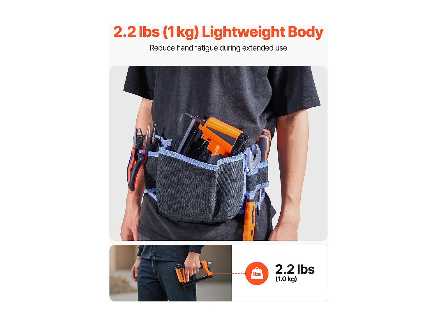 Grapadora Neumática SucceBuy, Calibre 21, Compatible con Grapas Estándar Serie 80 (No Incluidas), de Ancho de Corona 1.28 cm, de Longitud 0.6-1.6 cm