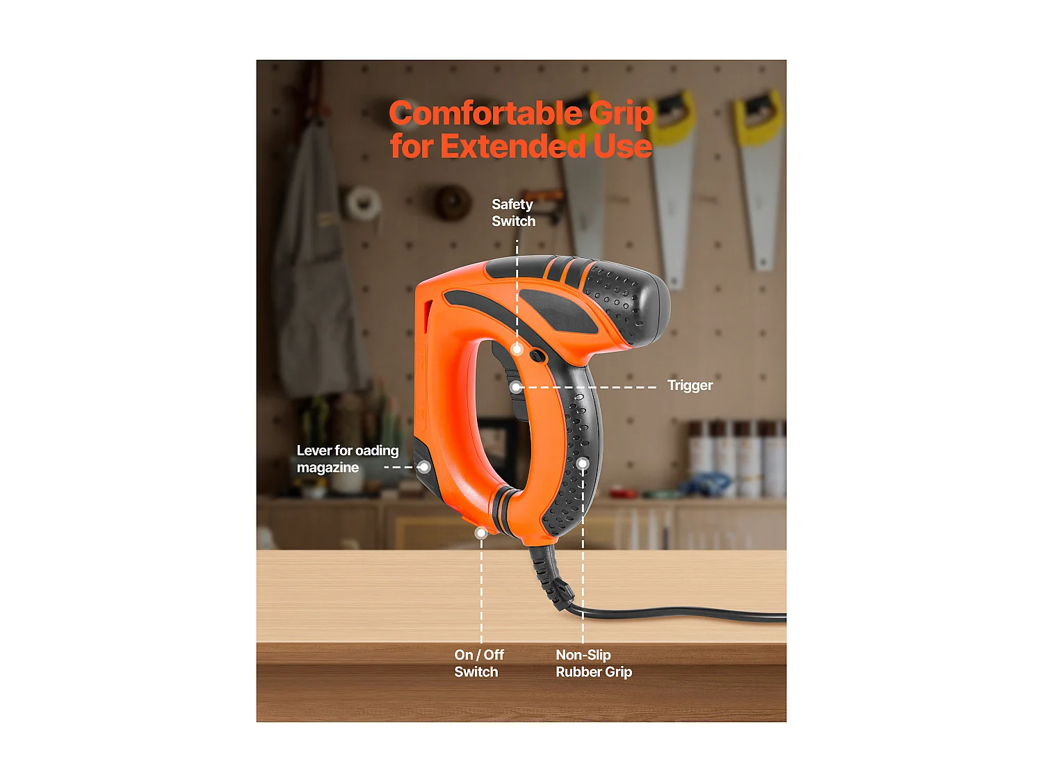 Agrafeuse Cloueuse Électrique SucceBuy 2-en-1, Cloueur Calibre 18, 1.5 cm, Pistolet à Clous avec 1000 Clous, pour Travail du Bois Ameublement