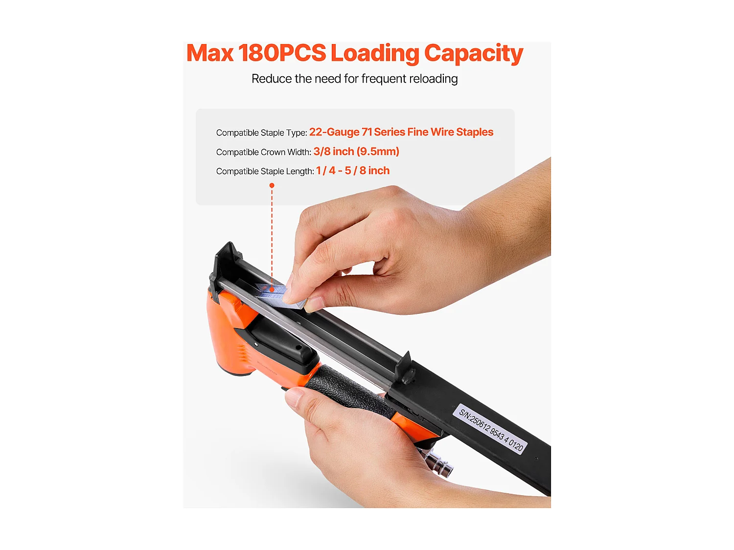 Agrafeuse Pneumatique SucceBuy, Calibre 22, Compatible avec Agrafes Fil Fin Série 71 Non Inclues de Largeur Couronne 0.95 cm de Longueur 0.6-1.6 cm