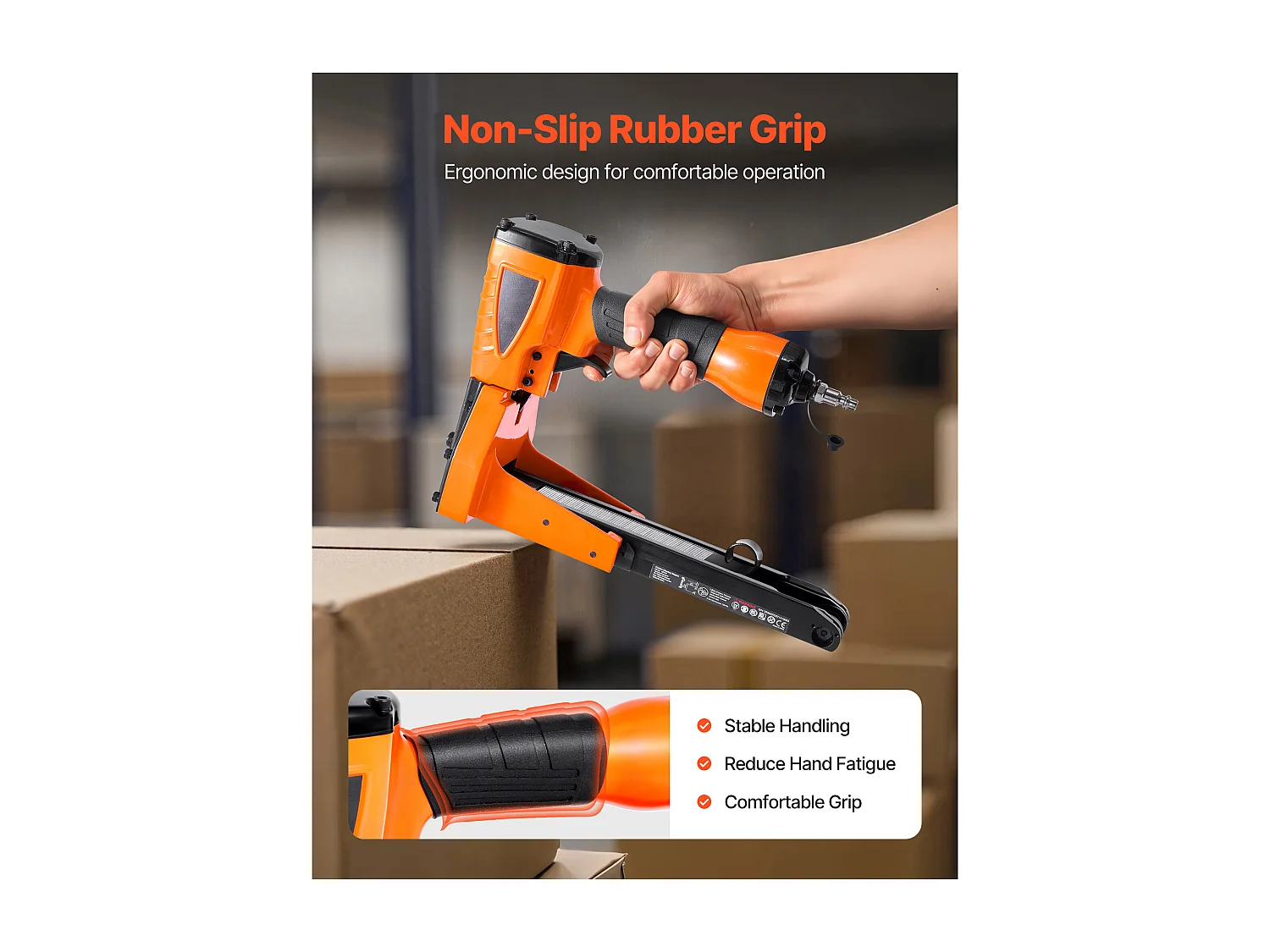 Pneumatischer Tacker SucceBuy für Kartonschließung, Kaliber 13, Kompatibel mit Klammern Nicht Enthalten von Krone 3.48 cm, von Länge 1.6 und 1.9 cm