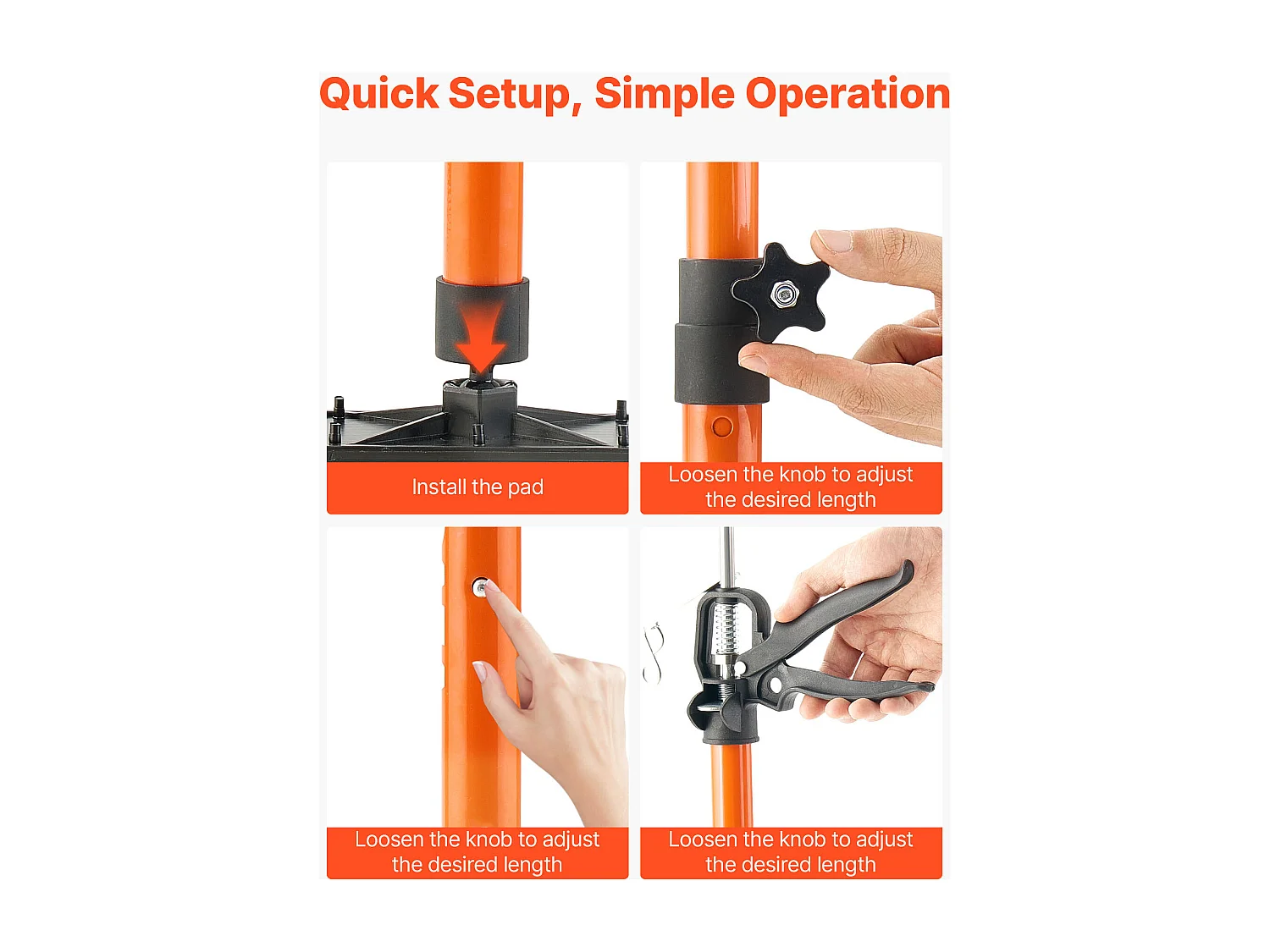 Étai de Soutien Télescopique SucceBuy 54-115 cm Poteau de Support Réglable Lot de 2, Tige Dégagement Rapide, en Acier, Charge 70 kg, Étai pour Plafond