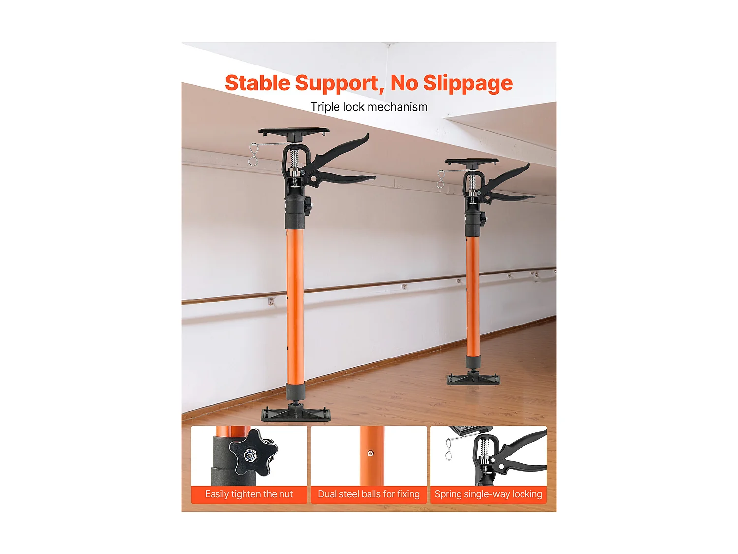 Étai de Soutien Télescopique SucceBuy 54-115 cm Poteau de Support Réglable Lot de 2, Tige Dégagement Rapide, en Acier, Charge 70 kg, Étai pour Plafond