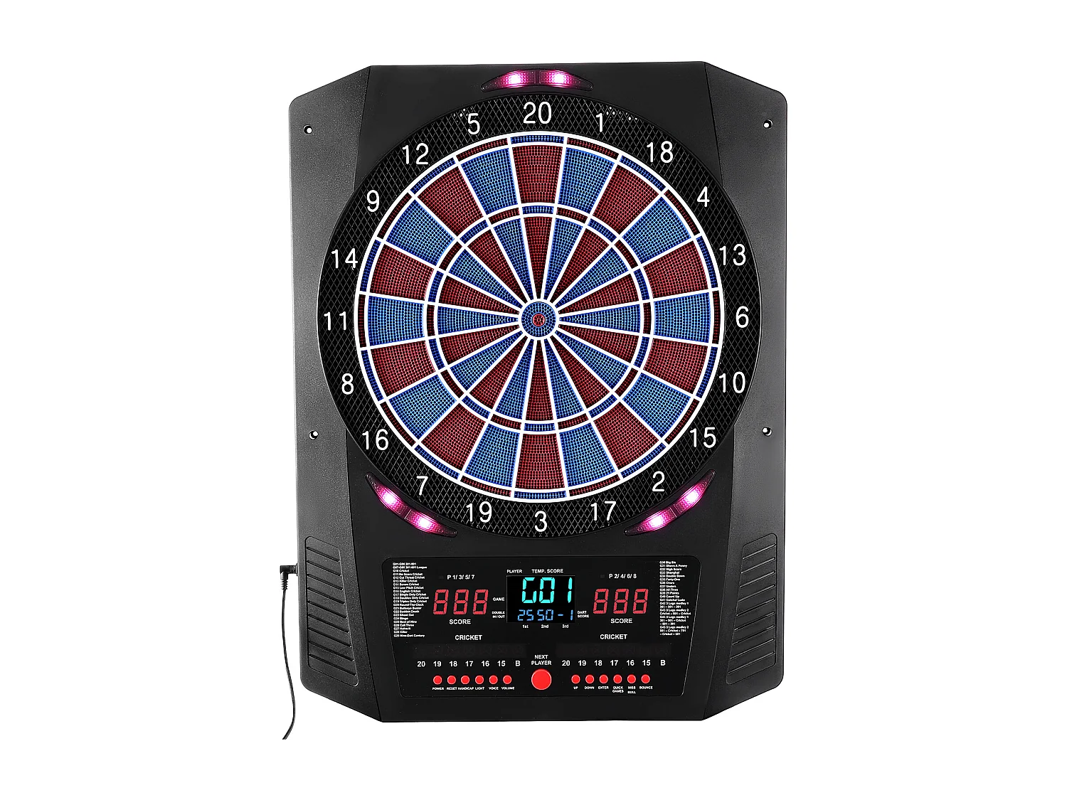 Cible de Fléchettes Électronique SucceBuy, 33.6 cm, Planche à Fléchettes avec 45 Jeux et 474 Variantes pour Jusqu'à 8 Joueurs, 6 Tiges de Fléchette
