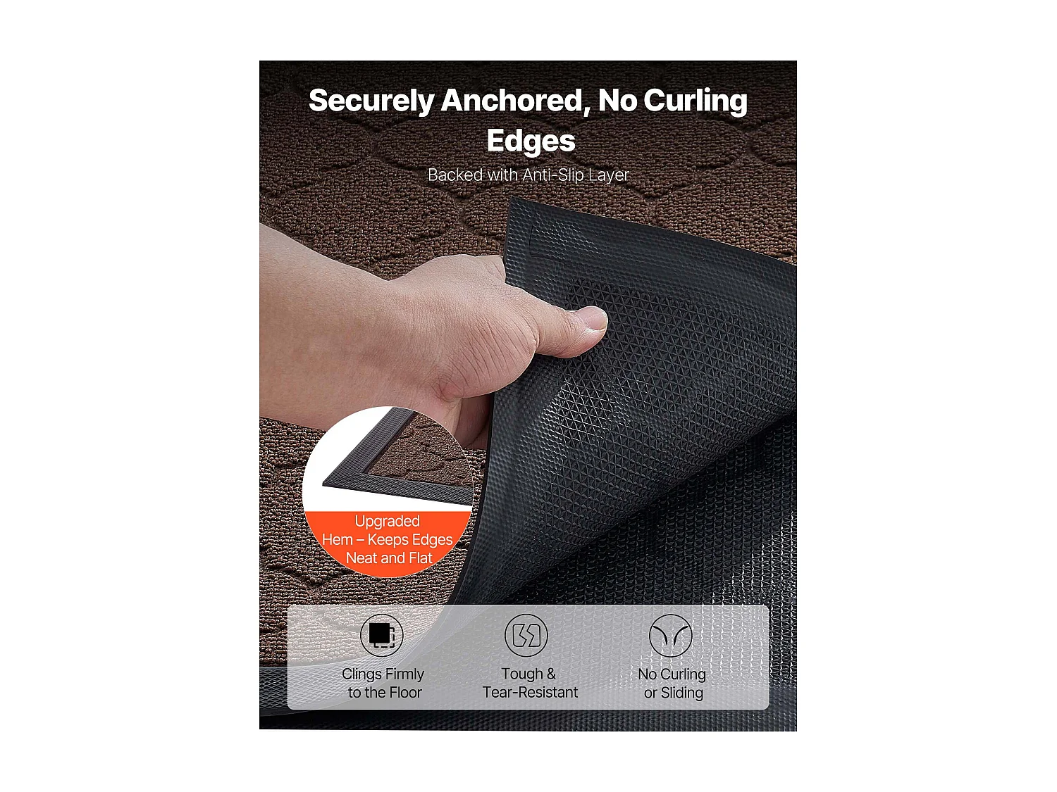 Tapis d'Entrée SucceBuy, 119,4 x 89 cm, Paillasson Extérieur Intérieur Moderne Élégant, Envers Antidérapant TPE, Résistant Lavable, Attrape Poussière, Marron