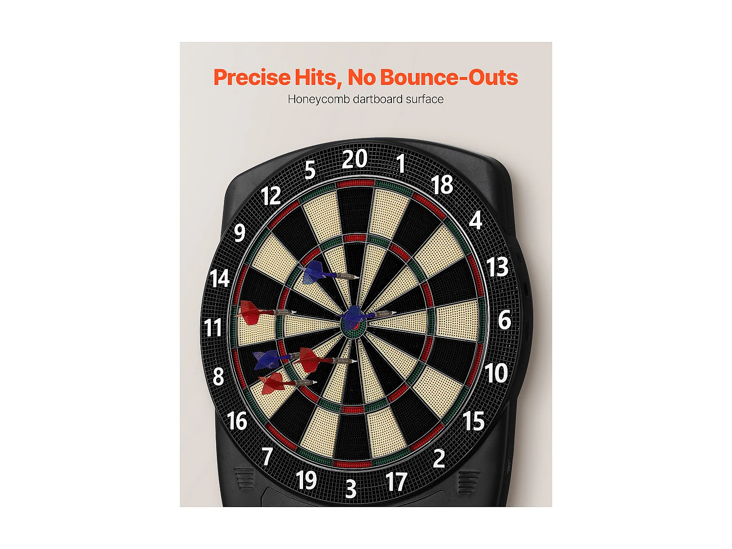 Diana de Dardos Electrónica SucceBuy 33.6 cm, Tablero de Dardos con 43 Juegos y Más de 200 Variantes para 8 Jugadores, 6 Barras de Dardo