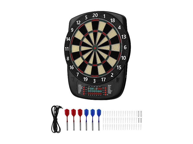 Diana de Dardos Electrónica SucceBuy 33.6 cm, Tablero de Dardos con 43 Juegos y Más de 200 Variantes para 8 Jugadores, 6 Barras de Dardo