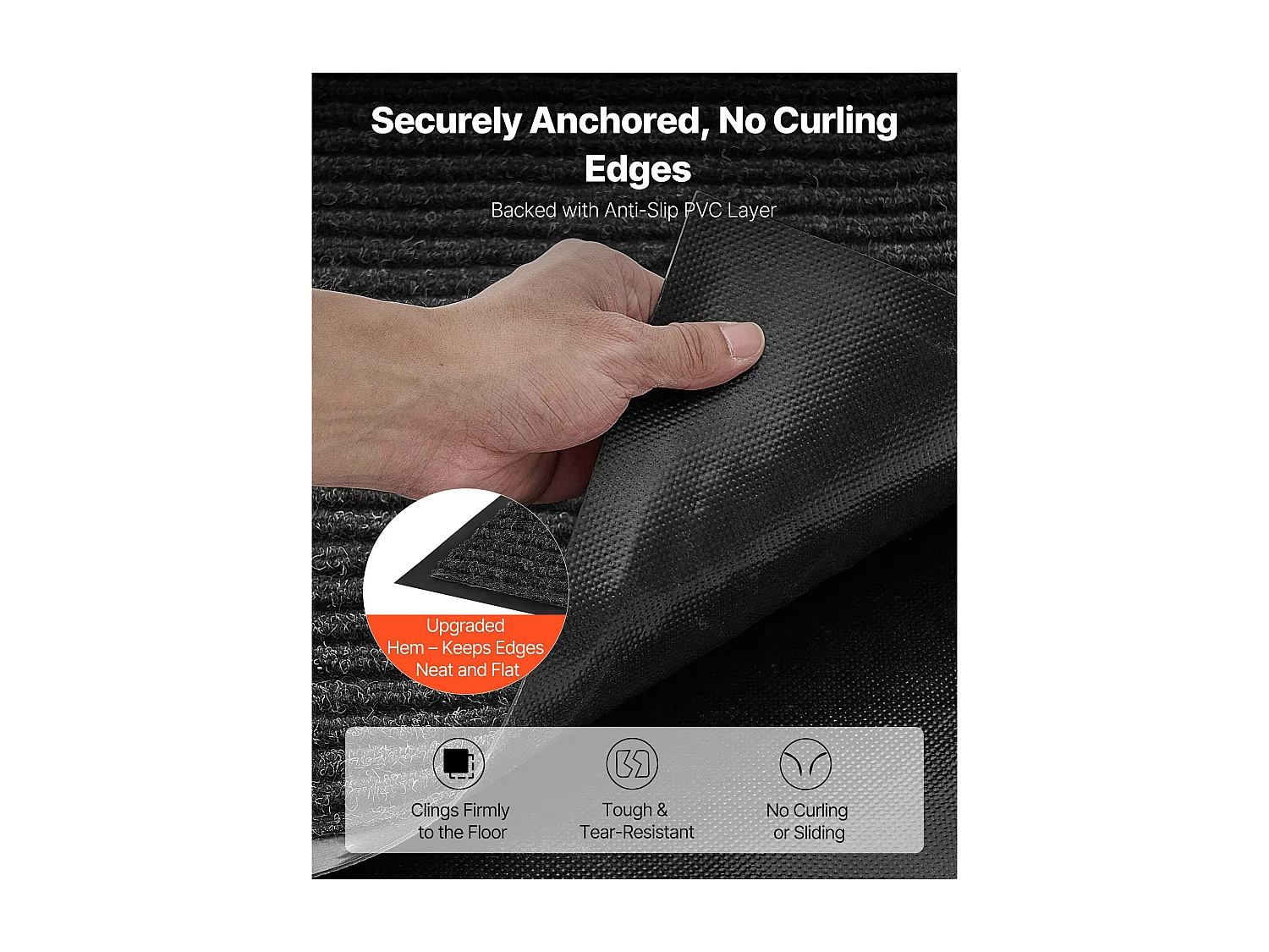 Mata Wejściowa SucceBuy, 244 x 122 cm, Wycieraczka Zewnętrzna Wewnętrzna Elegancka W Paski, z Antypoślizgowym Spodem PVC, Trwała Zmywalna, Łapie Pył, Szary