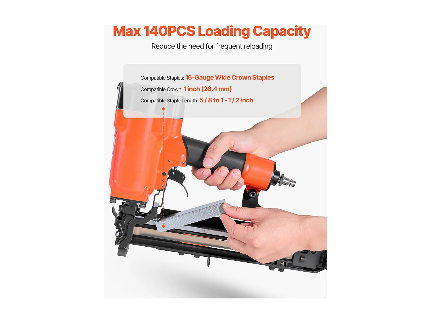 Agrafeuse Pneumatique SucceBuy, Calibre 16, Compatible avec Agrafes Non Inclues Couronne Large 2.64 cm de Longueur 1.6-3.8 cm, 4,8-8,3 bar, 2 Modes