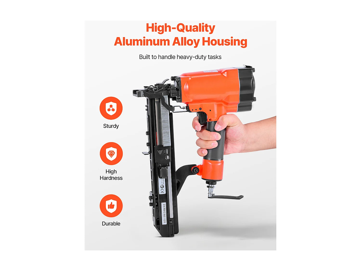 Agrafeuse Pneumatique SucceBuy, Calibre 16, Compatible avec Agrafes Non Inclues Couronne Large 2.64 cm de Longueur 1.6-3.8 cm, 4,8-8,3 bar, 2 Modes