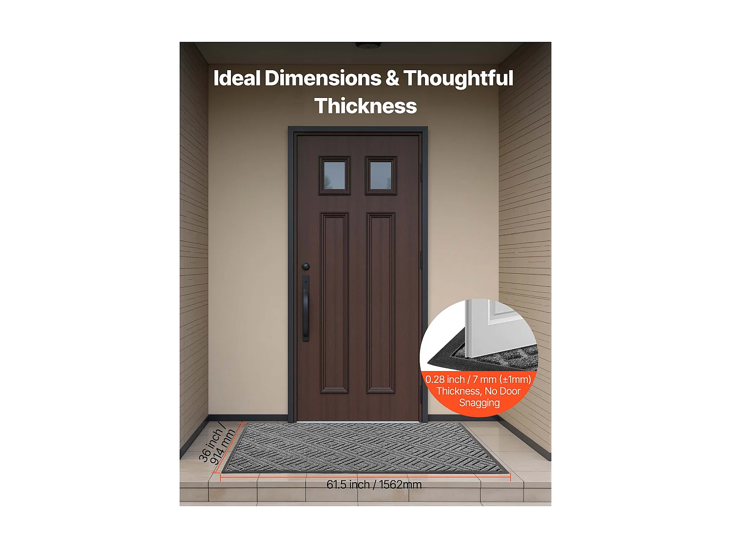 Mata Wejściowa SucceBuy, 156x91,4 cm, Wycieraczka Zewnętrzna Wewnętrzna Nowoczesna Elegancka, z Antypoślizgowym Spodem TPE, Trwała Zmywalna, Łapie Pył, Szary