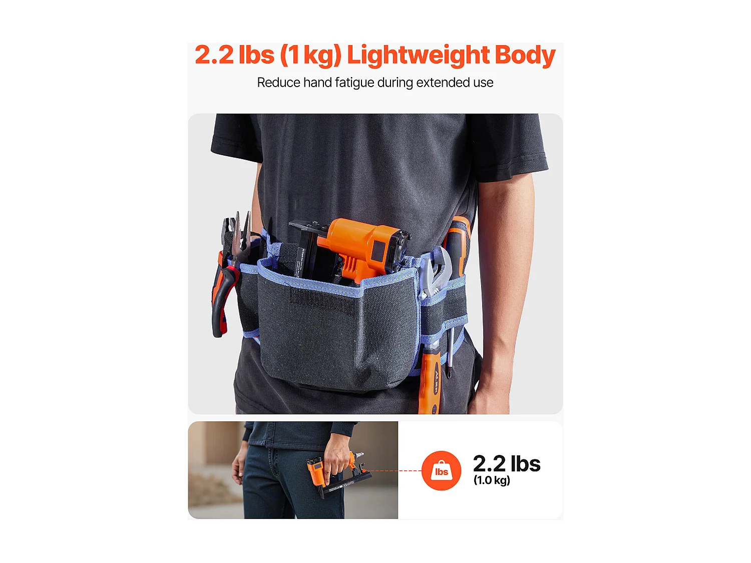 Agrafeuse Pneumatique SucceBuy, Calibre 22, Compatible avec Agrafes à Fil Fin Série 71 (Non Inclues), de Largeur de Couronne 0.91 cm, de Longueur 0.4-1.6 cm