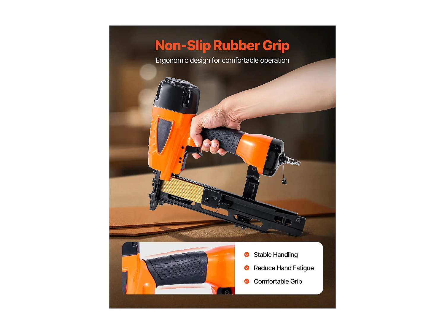 Agrafeuse Pneumatique SucceBuy, Calibre 16, Compatible avec Agrafes Non Inclues de Couronne Moyenne 1.08 cm, de Longueur 2.5-5 cm, 4,8-8,3 bar