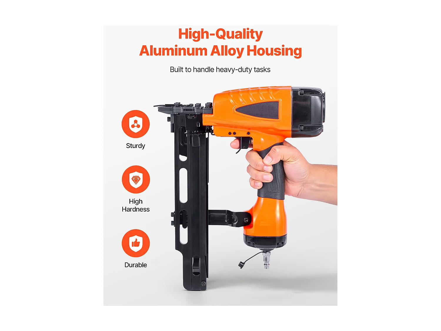 Agrafeuse Pneumatique SucceBuy, Calibre 16, Compatible avec Agrafes Non Inclues de Couronne Moyenne 1.08 cm, de Longueur 2.5-5 cm, 4,8-8,3 bar