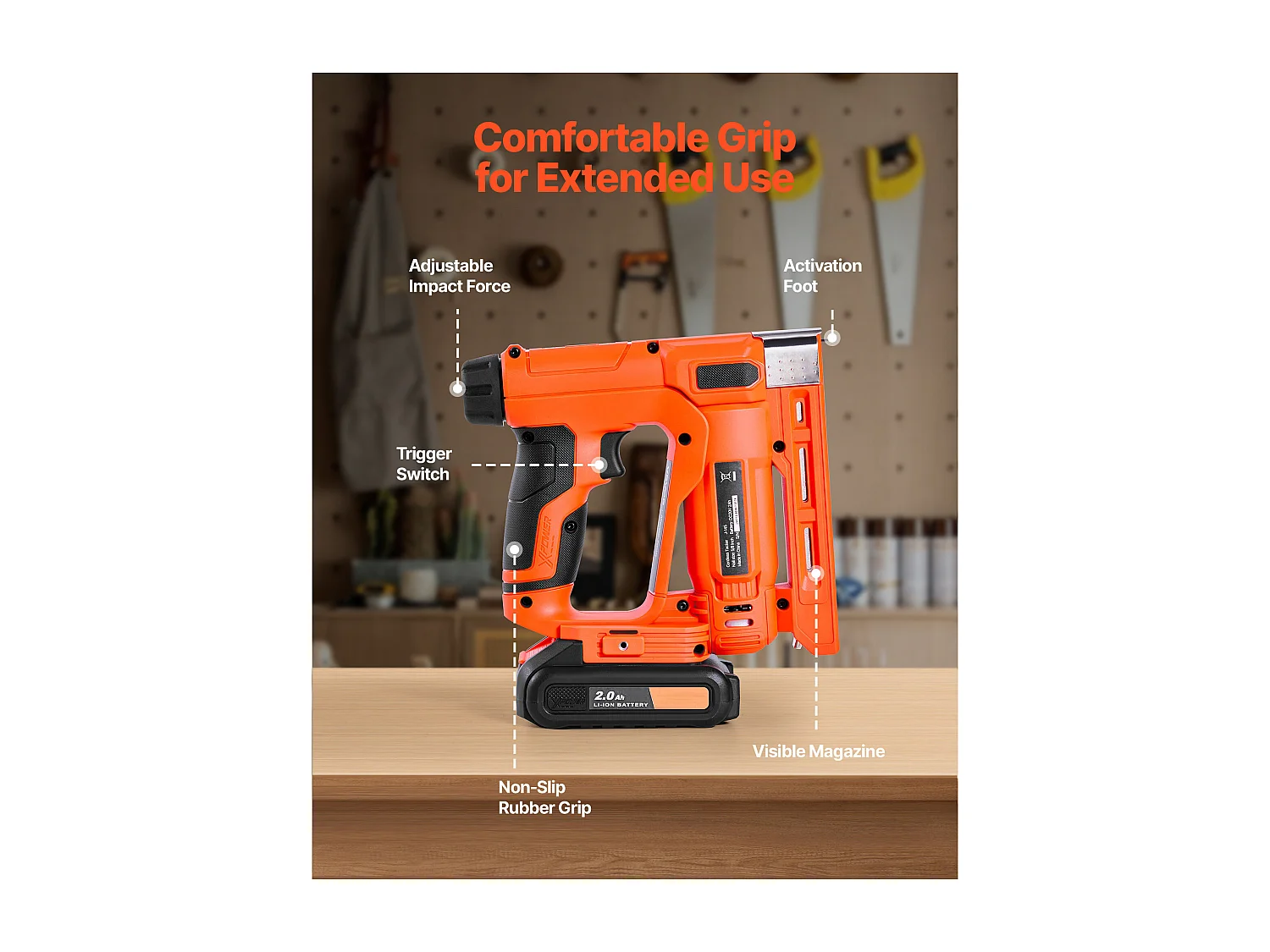 Agrafeuse Cloueuse Électrique SucceBuy 2-en-1, Cloueur Calibre 18, 1.5 cm, avec 1000 Clous et 1000 Agrafes, Poignée en Caoutchouc Antidérapante, Orange
