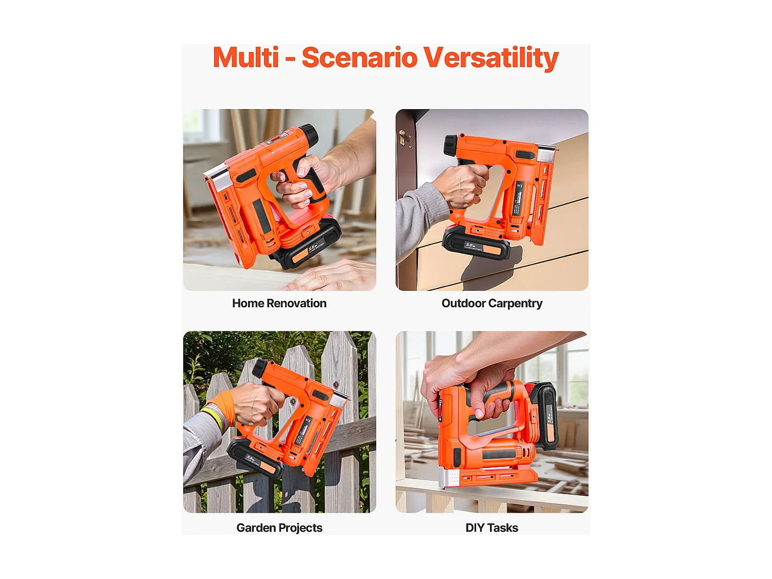 Agrafeuse Cloueuse Électrique SucceBuy 2-en-1, Cloueur Calibre 18, 1.5 cm, avec 1000 Clous et 1000 Agrafes, Poignée en Caoutchouc Antidérapante, Orange