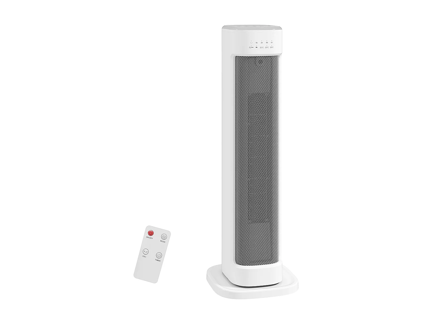 Chauffage d'appoint céramique PTC - radiateur électrique soufflant oscillant 1200-2000W timer télécommande - blanc