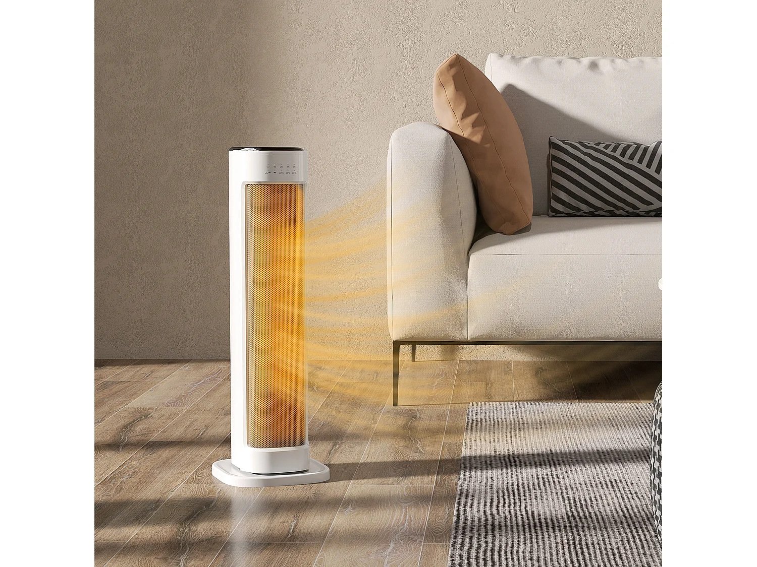 Chauffage d'appoint céramique PTC - radiateur électrique soufflant oscillant 1200-2000W timer télécommande - blanc