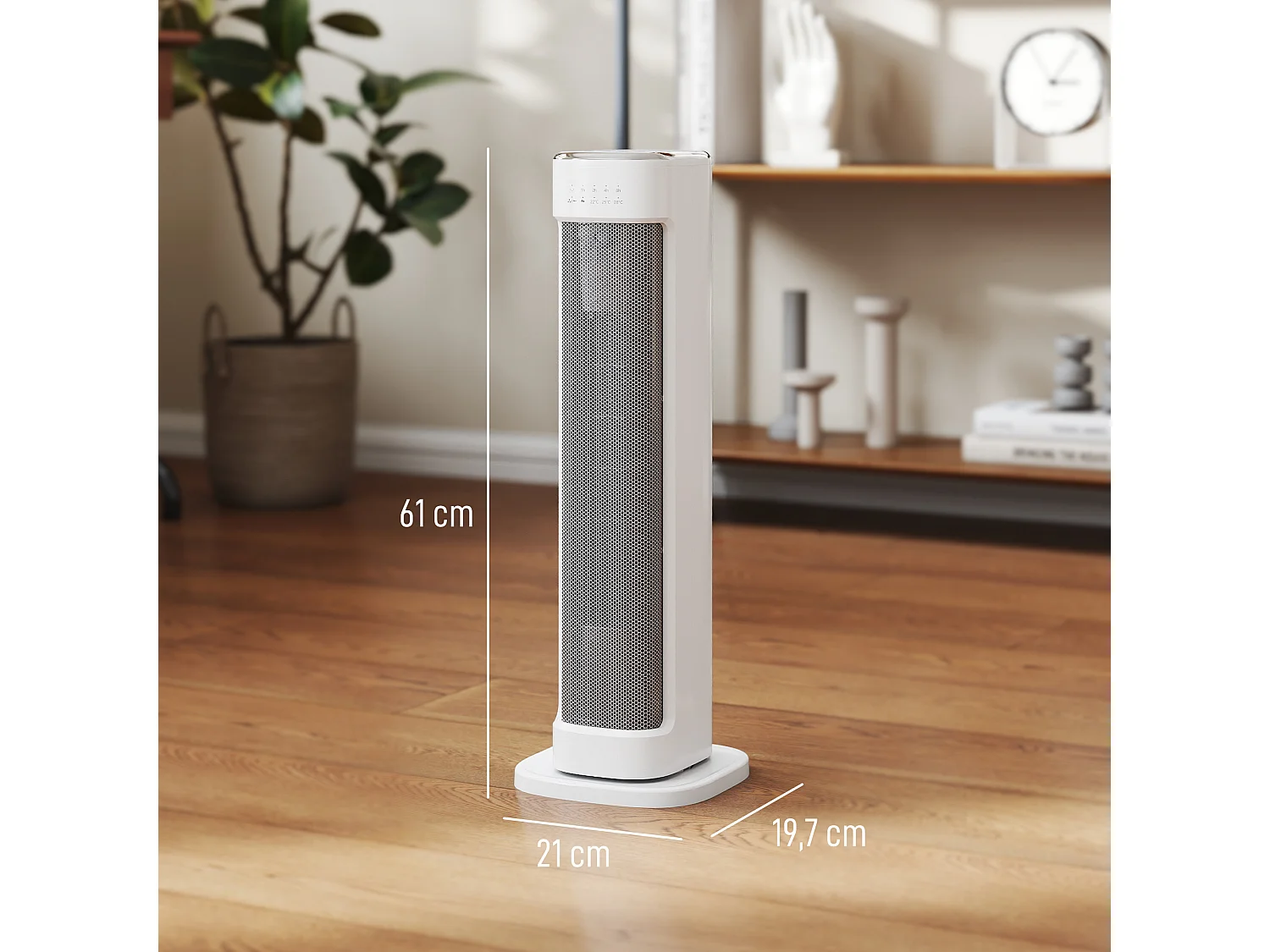 Chauffage d'appoint céramique PTC - radiateur électrique soufflant oscillant 1200-2000W timer télécommande - blanc