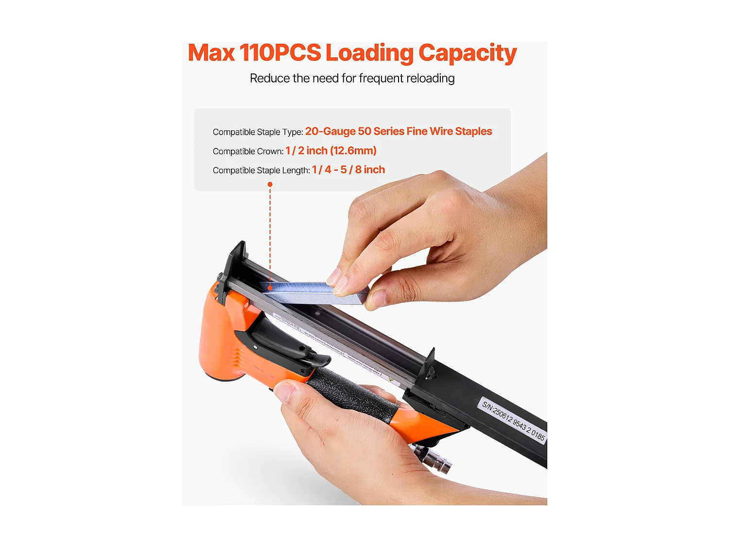 Agrafeuse Pneumatique SucceBuy, Calibre 20, Compatible avec Agrafes Fil Fin Série 50 Non Inclues de Largeur Couronne 1.28 cm de Longueur 0.6-1.6 cm