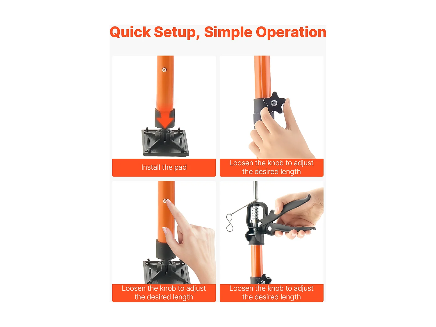 Soporte Telescópico SucceBuy 116-290 cm Poste de Soporte Ajustable Lote de 2, Varilla de Liberación Rápida, en Acero, Carga 70 kg, Soporte para Techo