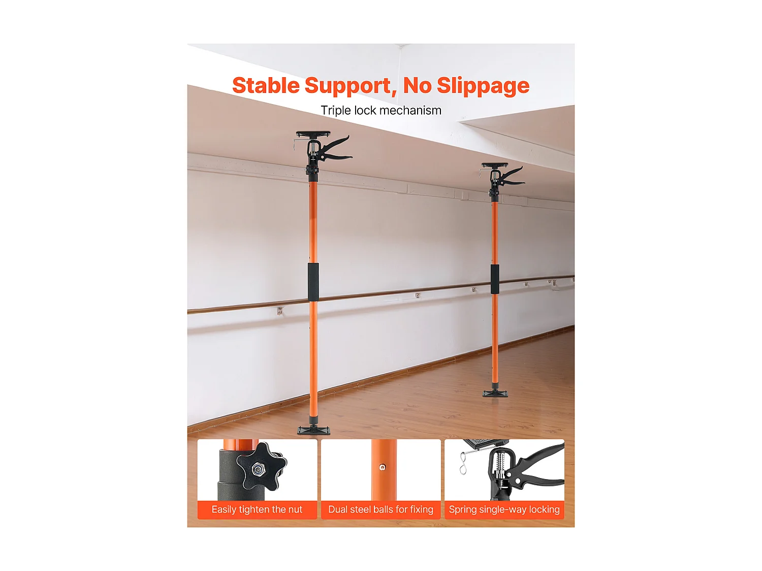 Soporte Telescópico SucceBuy 116-290 cm Poste de Soporte Ajustable Lote de 2, Varilla de Liberación Rápida, en Acero, Carga 70 kg, Soporte para Techo