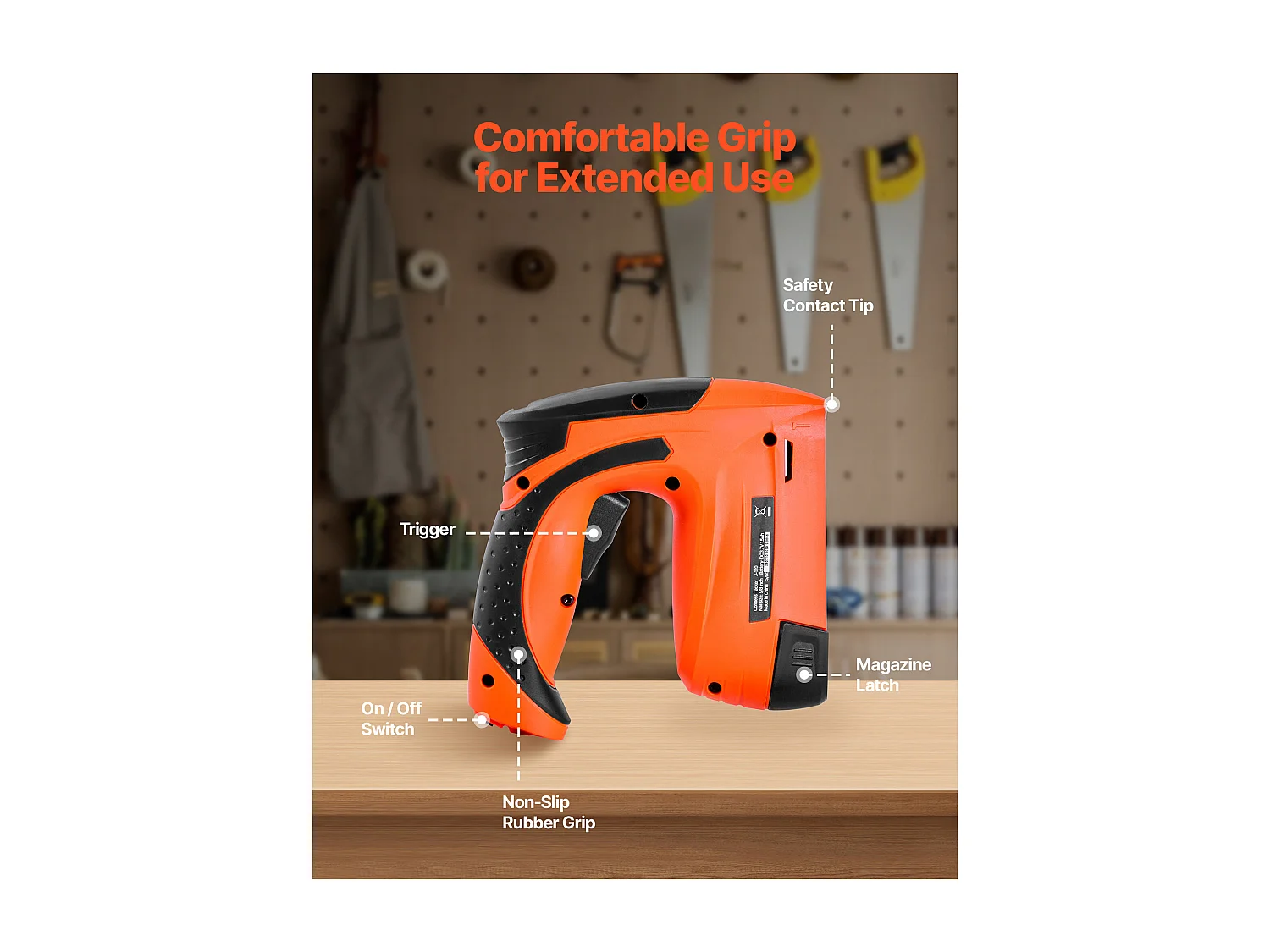 Agrafeuse Cloueuse Électrique SucceBuy 2-en-1, Cloueur sans Fil, Calibre 18, 1.5 cm, avec 1000 Clous et 1000 Agrafes, Poignée en Caoutchouc Antidérapante