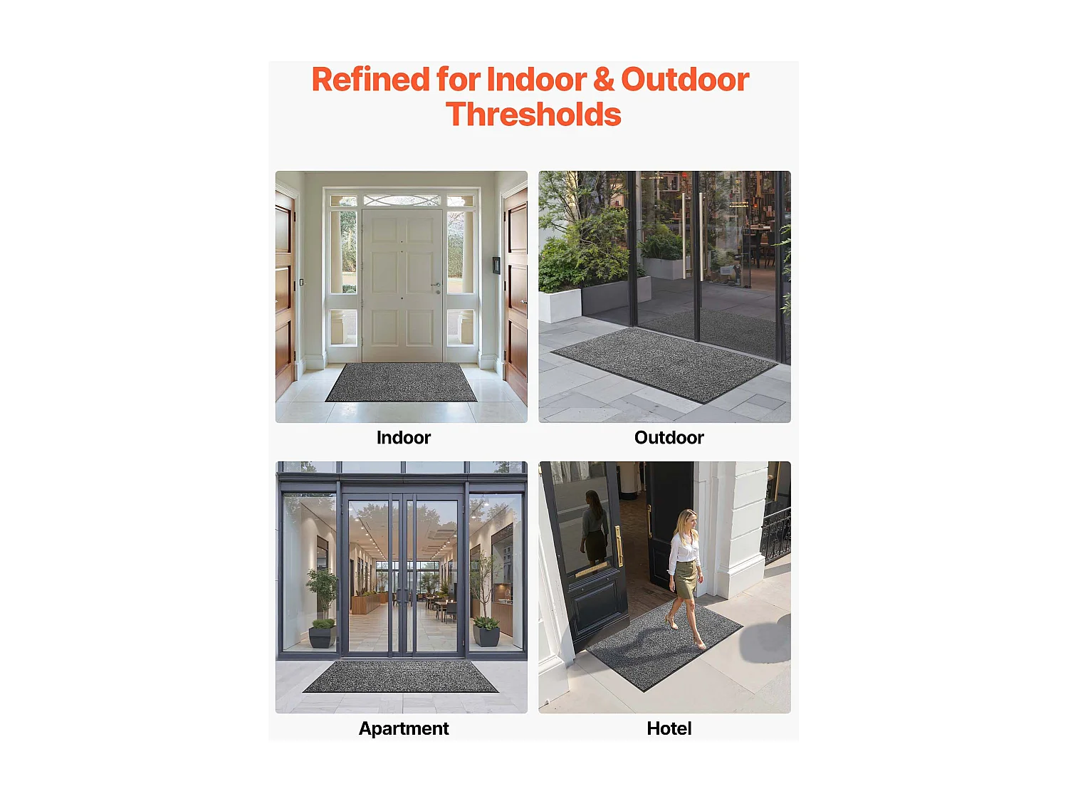 Mata Wejściowa SucceBuy, 152,4 x 91,4 cm, Wycieraczka Zewnętrzna Wewnętrzna z Antypoślizgowym Spodem PVC, Trwała I Zmywalna, Łapie Pył, Szary