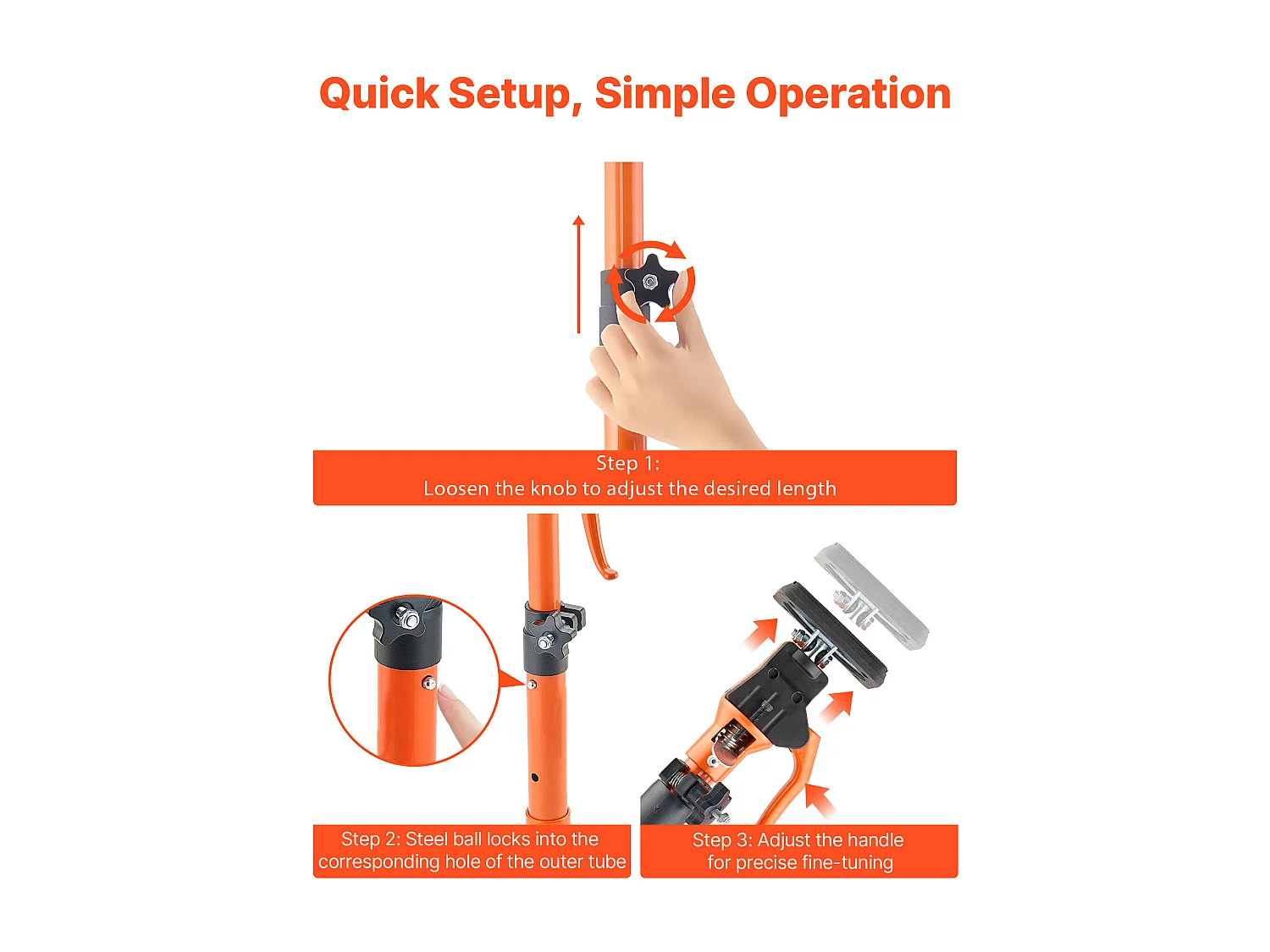 Puntello Telescopico SucceBuy 40-60 cm Palo di Supporto Regolabile Lotto di 2, Asta Sblocco Rapido, in Acciaio, Carico 100 kg, Puntello per Soffitto