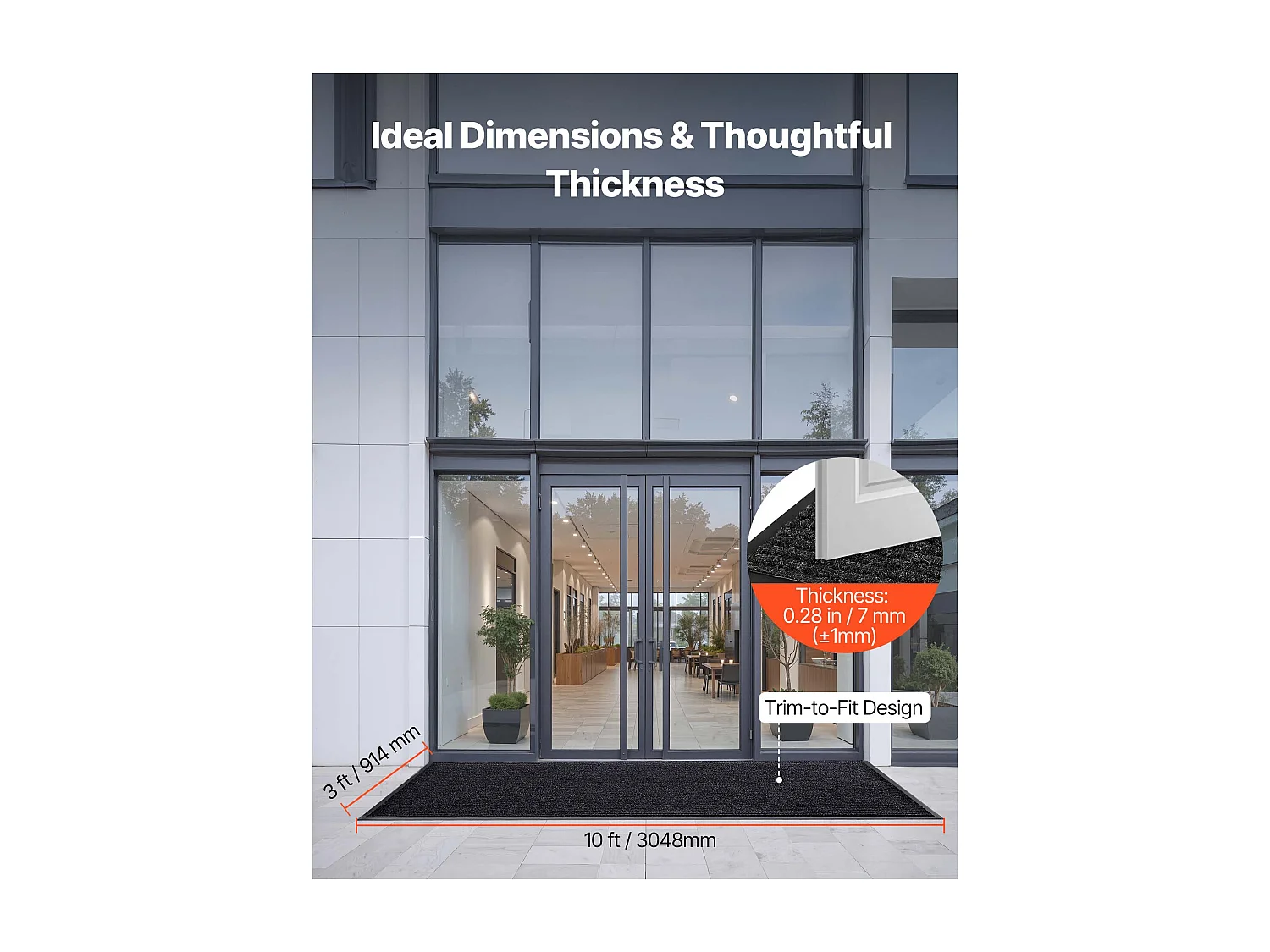 Mata Wejściowa SucceBuy, 305 x 91,4 cm, Wycieraczka Zewnętrzna Wewnętrzna Elegancka W Paski, z Antypoślizgowym Spodem PVC, Trwała Zmywalna, Łapie Pył, Szary