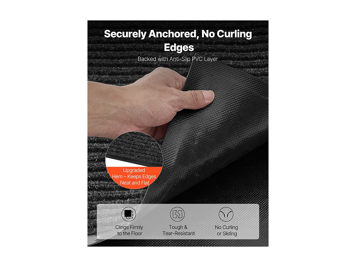 Mata Wejściowa SucceBuy, 305 x 91,4 cm, Wycieraczka Zewnętrzna Wewnętrzna Elegancka W Paski, z Antypoślizgowym Spodem PVC, Trwała Zmywalna, Łapie Pył, Szary