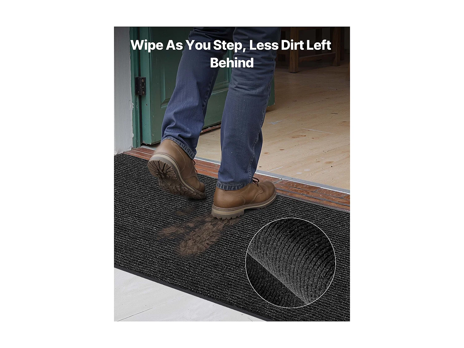 Mata Wejściowa SucceBuy, 305 x 91,4 cm, Wycieraczka Zewnętrzna Wewnętrzna Elegancka W Paski, z Antypoślizgowym Spodem PVC, Trwała Zmywalna, Łapie Pył, Szary