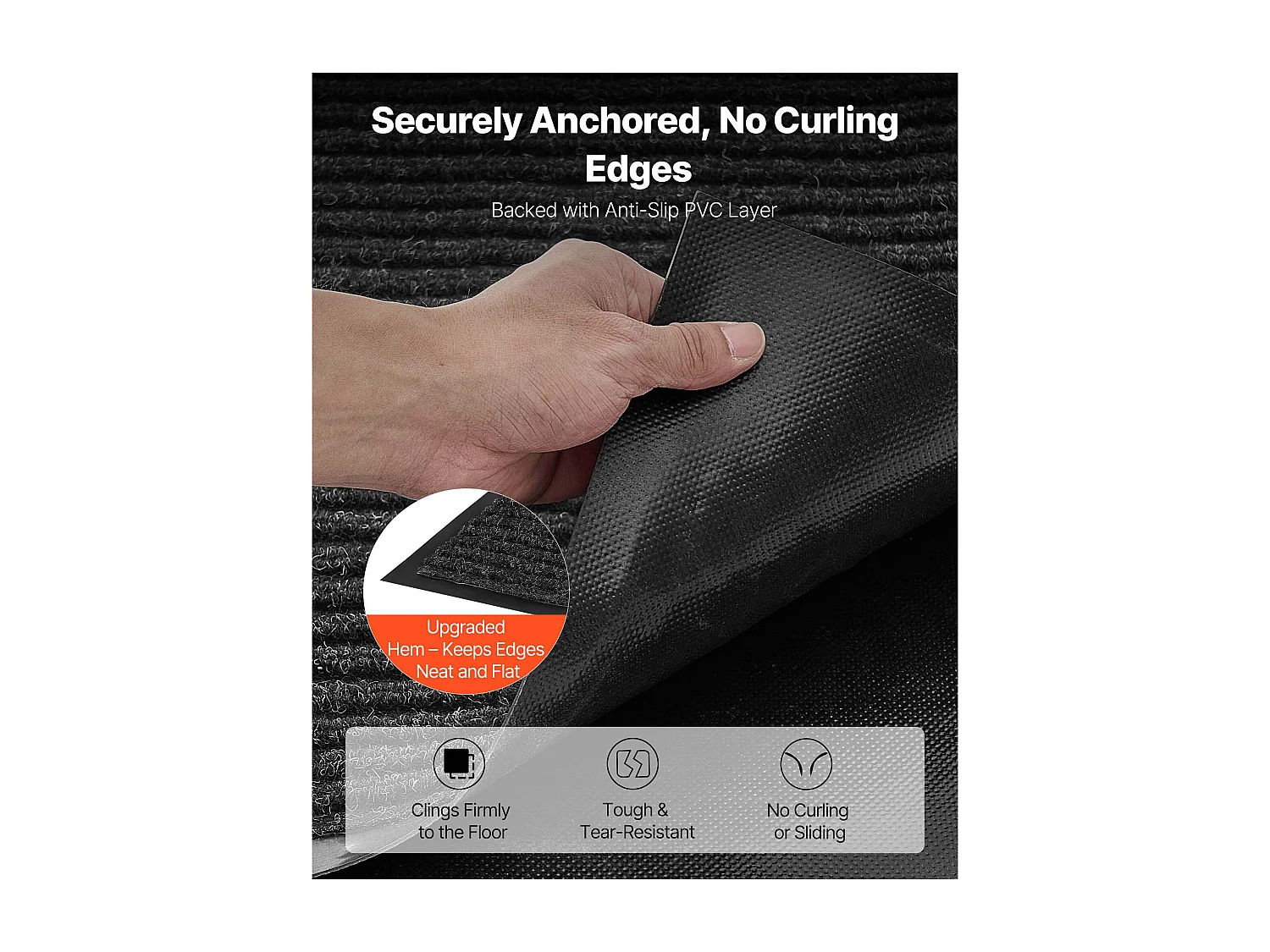 Mata Wejściowa SucceBuy, 183 x 122 cm, Wycieraczka Zewnętrzna Wewnętrzna Elegancka W Paski, z Antypoślizgowym Spodem PVC, Trwała Zmywalna, Łapie Pył, Szary