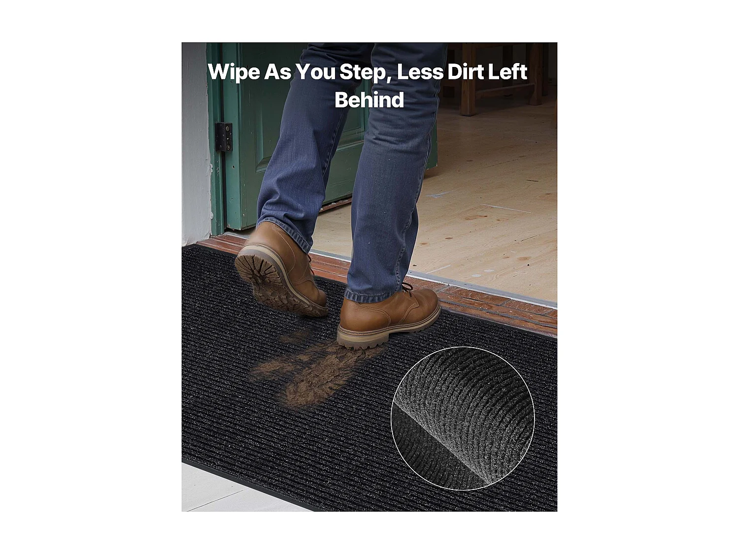 Mata Wejściowa SucceBuy, 183 x 122 cm, Wycieraczka Zewnętrzna Wewnętrzna Elegancka W Paski, z Antypoślizgowym Spodem PVC, Trwała Zmywalna, Łapie Pył, Szary