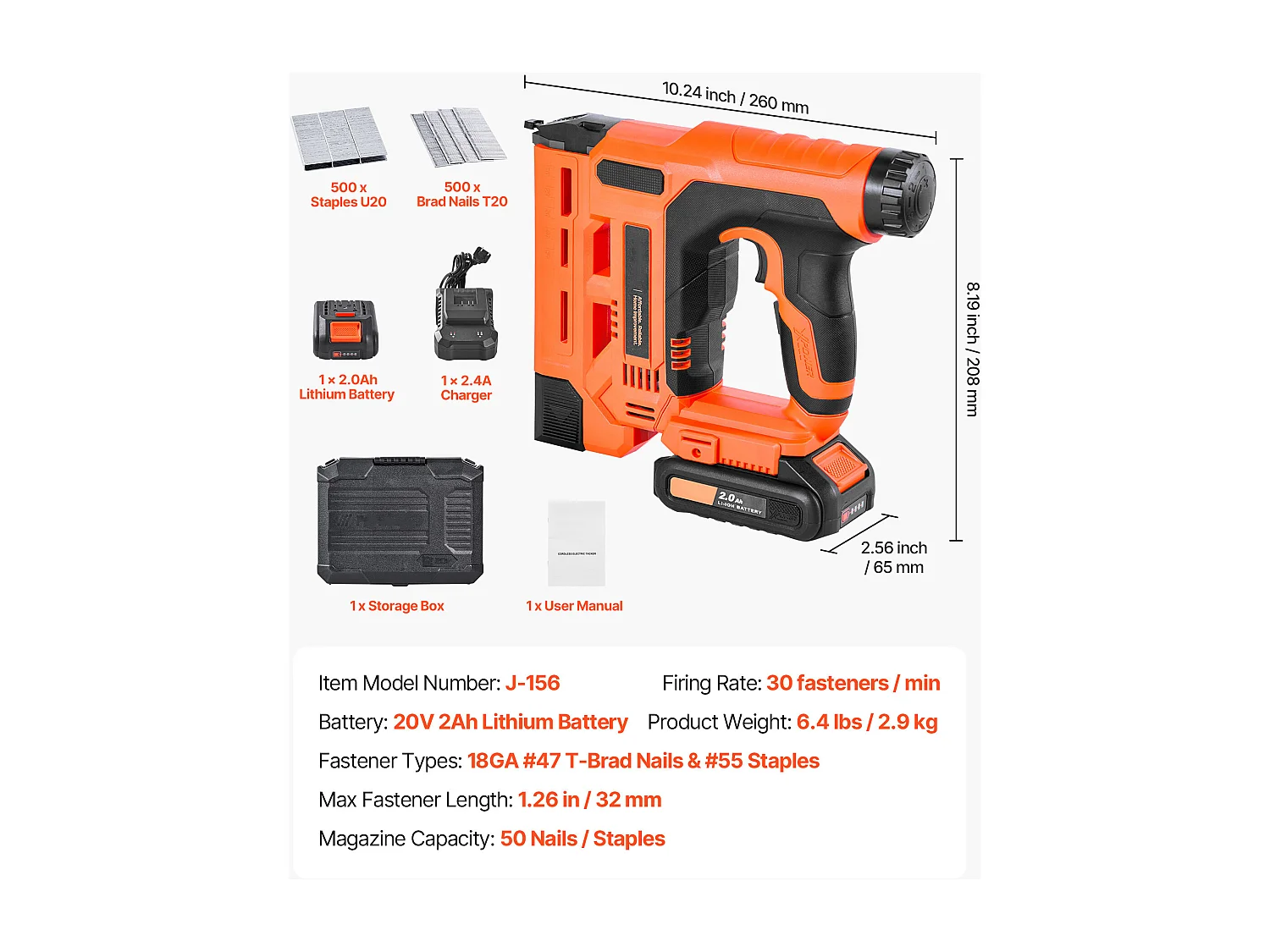 Agrafeuse Cloueuse Électrique SucceBuy 2-en-1, Cloueur sans Fil, Calibre 18, 3.2 cm, avec 500 Clous et 500 Agrafes, avec Batterie et Chargeur