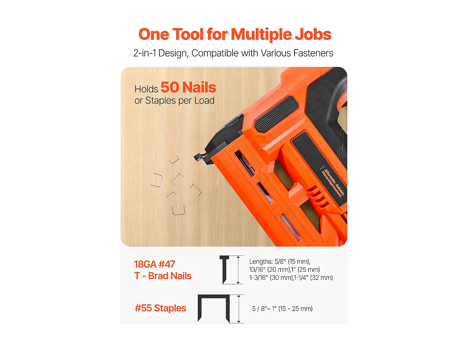 Agrafeuse Cloueuse Électrique SucceBuy 2-en-1, Cloueur sans Fil, Calibre 18, 3.2 cm, avec 500 Clous et 500 Agrafes, avec Batterie et Chargeur