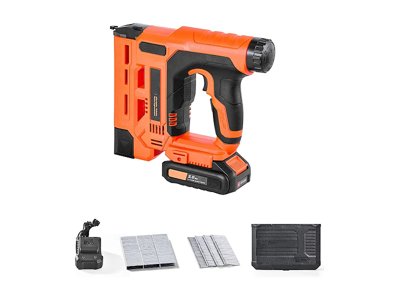 Agrafeuse Cloueuse Électrique SucceBuy 2-en-1, Cloueur sans Fil, Calibre 18, 3.2 cm, avec 500 Clous et 500 Agrafes, avec Batterie et Chargeur