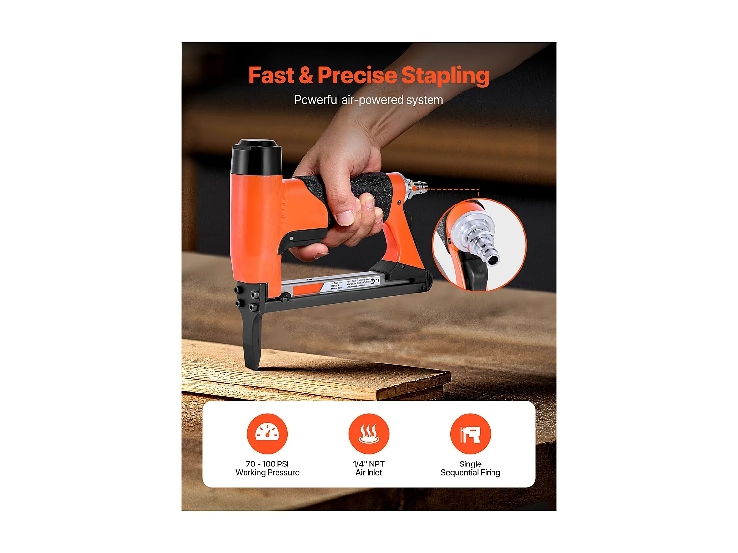 Pinzatrice Pneumatica SucceBuy Becco Lungo,  Compatibile con Graffette Filo Fine Serie 71 Non Incluse di Larghezza Corona 0.95 cm, di Lunghezza 0.6-1.6 cm