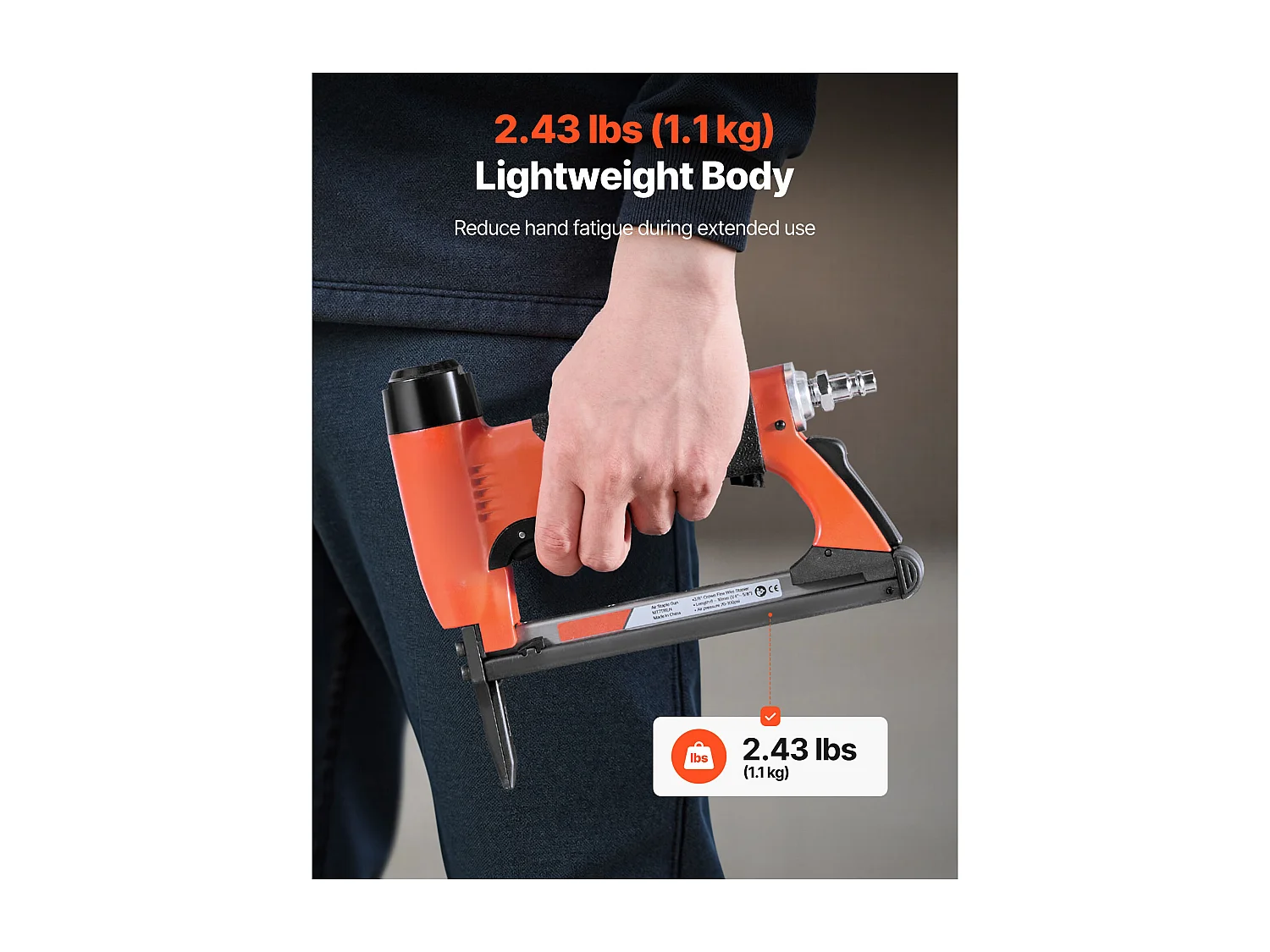 Pinzatrice Pneumatica SucceBuy Becco Lungo,  Compatibile con Graffette Filo Fine Serie 71 Non Incluse di Larghezza Corona 0.95 cm, di Lunghezza 0.6-1.6 cm