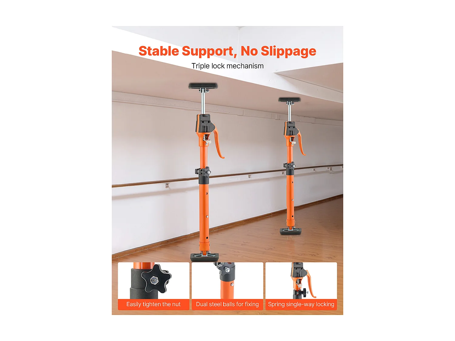 Étai de Soutien Télescopique SucceBuy 48-75 cm Poteau de Support Réglable Lot de 2, Tige Dégagement Rapide, en Acier, Charge 100 kg, Étai pour Plafond