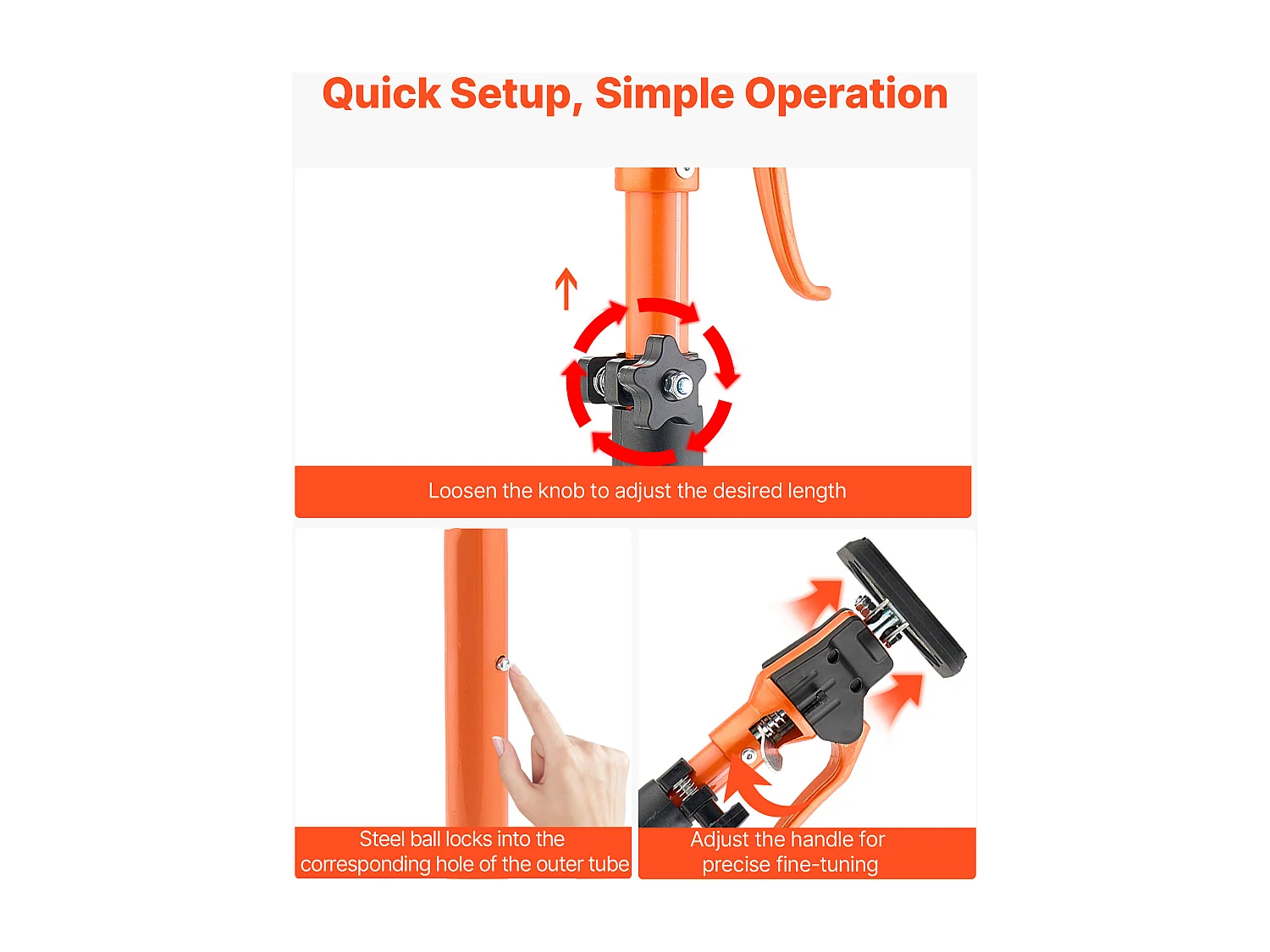 Steunstang Telescopisch SucceBuy 64,5-115 cm Verstelbare Steunpaal Set van 2, Snelontgrendelingsstaaf, Staal, Belasting 100 kg, Steun voor Plafond