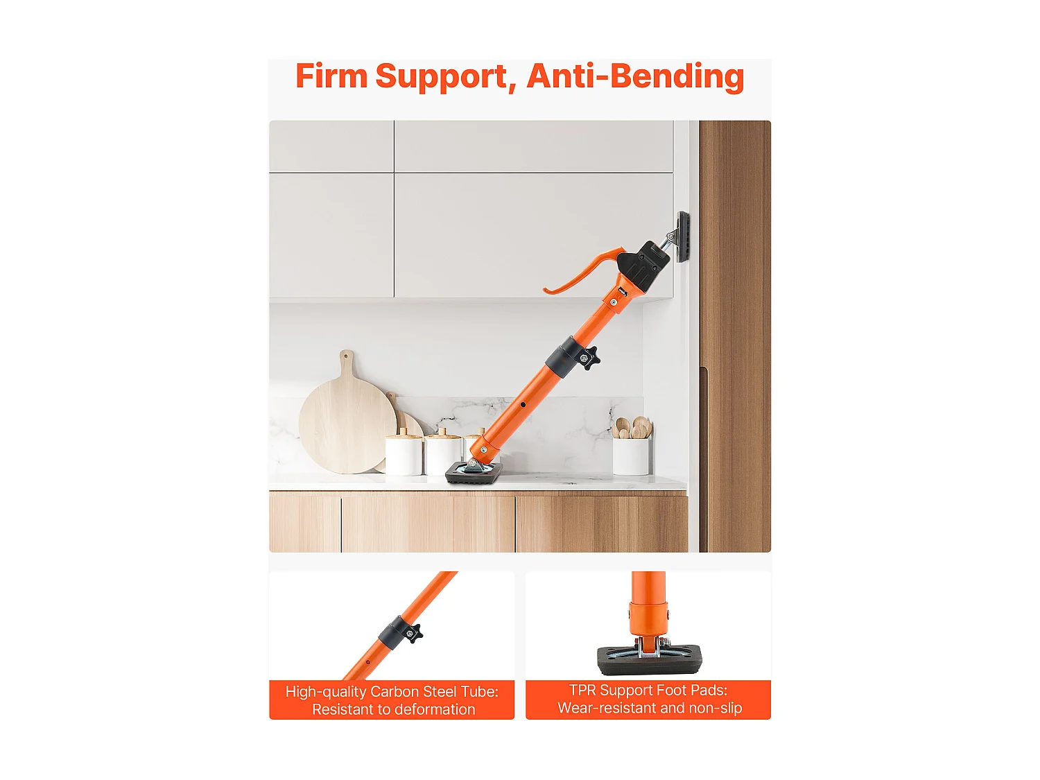 Steunstang Telescopisch SucceBuy 64,5-115 cm Verstelbare Steunpaal Set van 2, Snelontgrendelingsstaaf, Staal, Belasting 100 kg, Steun voor Plafond