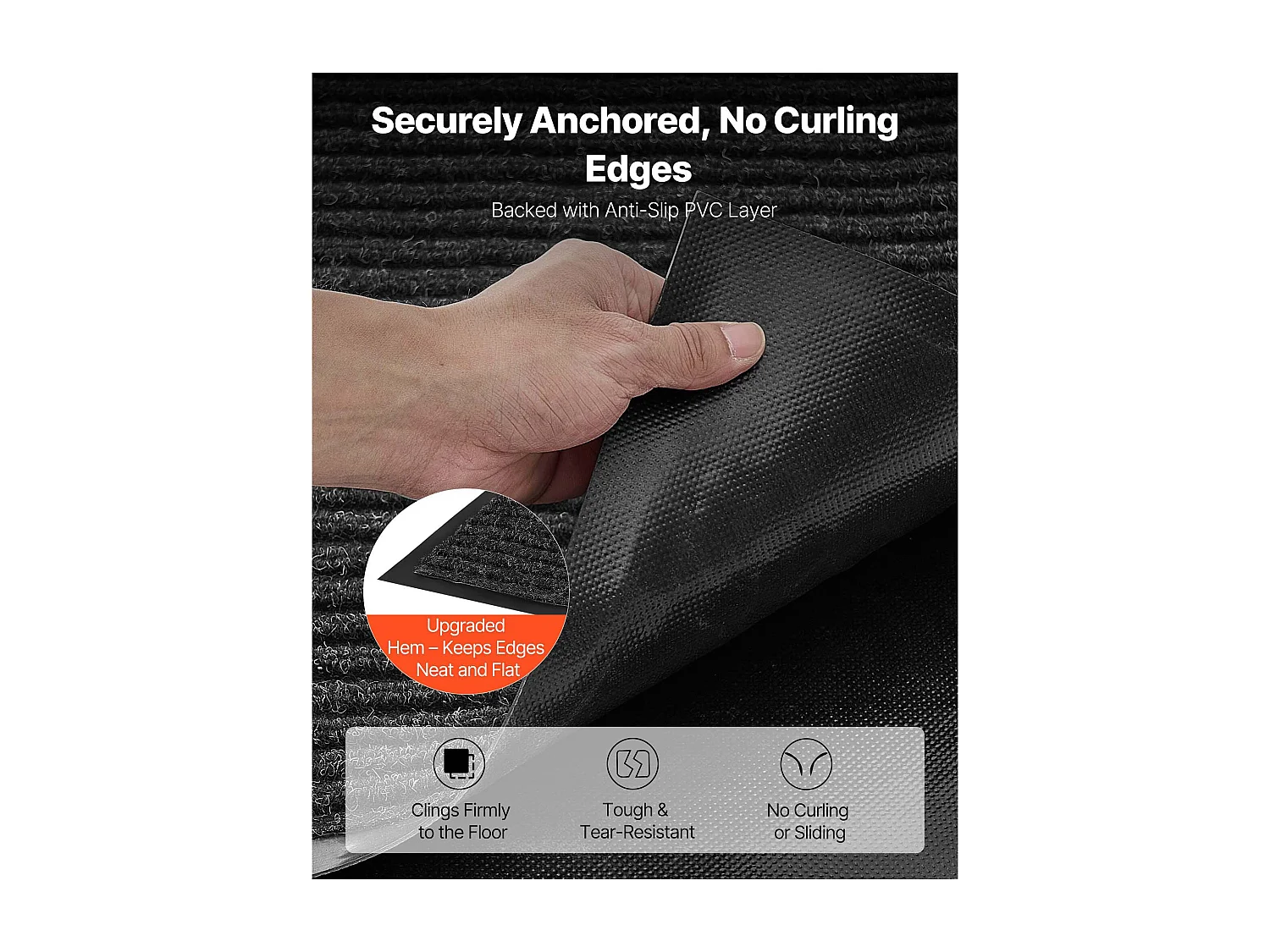 Tapis d'Entrée SucceBuy, 152,4x91,4 cm, Paillasson Extérieur Intérieur Élégant Rayé, avec Envers Antidérapant PVC, Résistant Lavable, Attrape Poussière