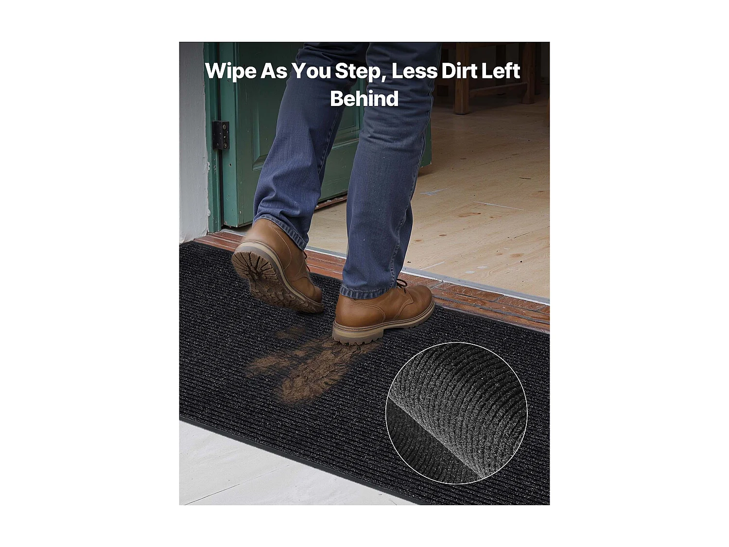 Tapis d'Entrée SucceBuy, 152,4x91,4 cm, Paillasson Extérieur Intérieur Élégant Rayé, avec Envers Antidérapant PVC, Résistant Lavable, Attrape Poussière