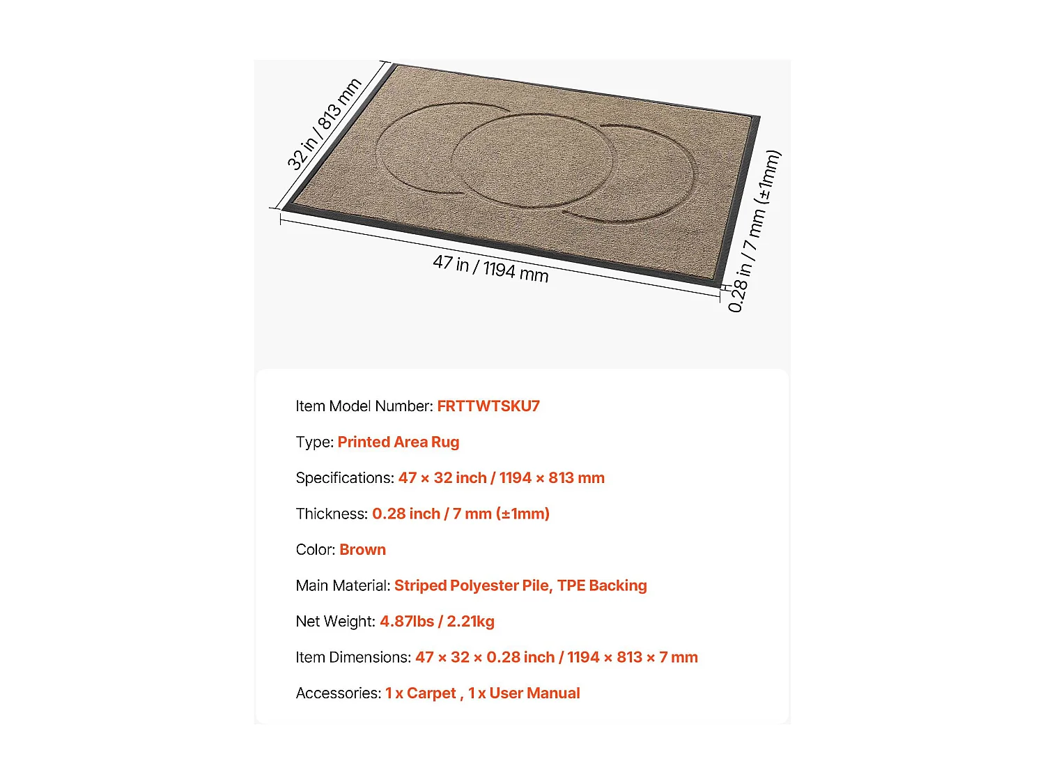 Tapis d'Entrée SucceBuy, 119,4x81,3 cm, Paillasson Extérieur Intérieur Moderne Élégant, Envers Antidérapant TPE, Résistant Lavable, Attrape Poussière