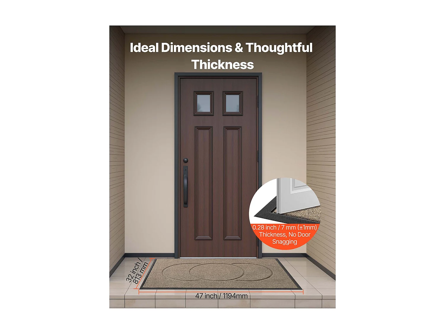 Tapis d'Entrée SucceBuy, 119,4x81,3 cm, Paillasson Extérieur Intérieur Moderne Élégant, Envers Antidérapant TPE, Résistant Lavable, Attrape Poussière