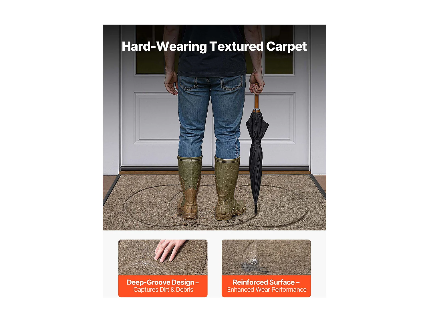 Tapis d'Entrée SucceBuy, 119,4x81,3 cm, Paillasson Extérieur Intérieur Moderne Élégant, Envers Antidérapant TPE, Résistant Lavable, Attrape Poussière