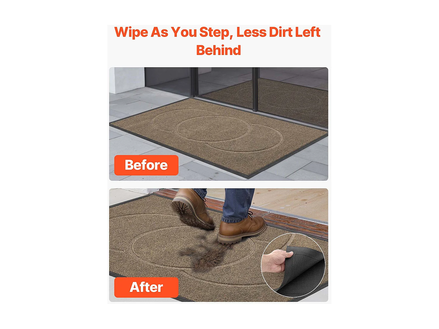 Tapis d'Entrée SucceBuy, 119,4x81,3 cm, Paillasson Extérieur Intérieur Moderne Élégant, Envers Antidérapant TPE, Résistant Lavable, Attrape Poussière